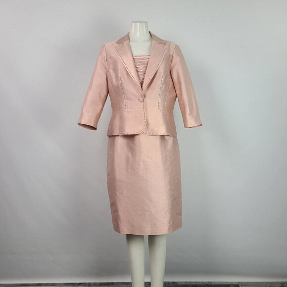 Adrianna Papell Occasions Pink Silk Dress & Blazer Size M - Picture 1 of 15